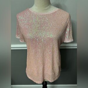 Anne Klein Pink Sequin Top NWT